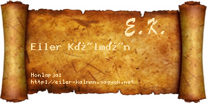 Eiler Kálmán névjegykártya